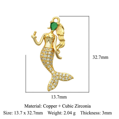 1 Piece Copper Zircon Plating Inlay Pendant