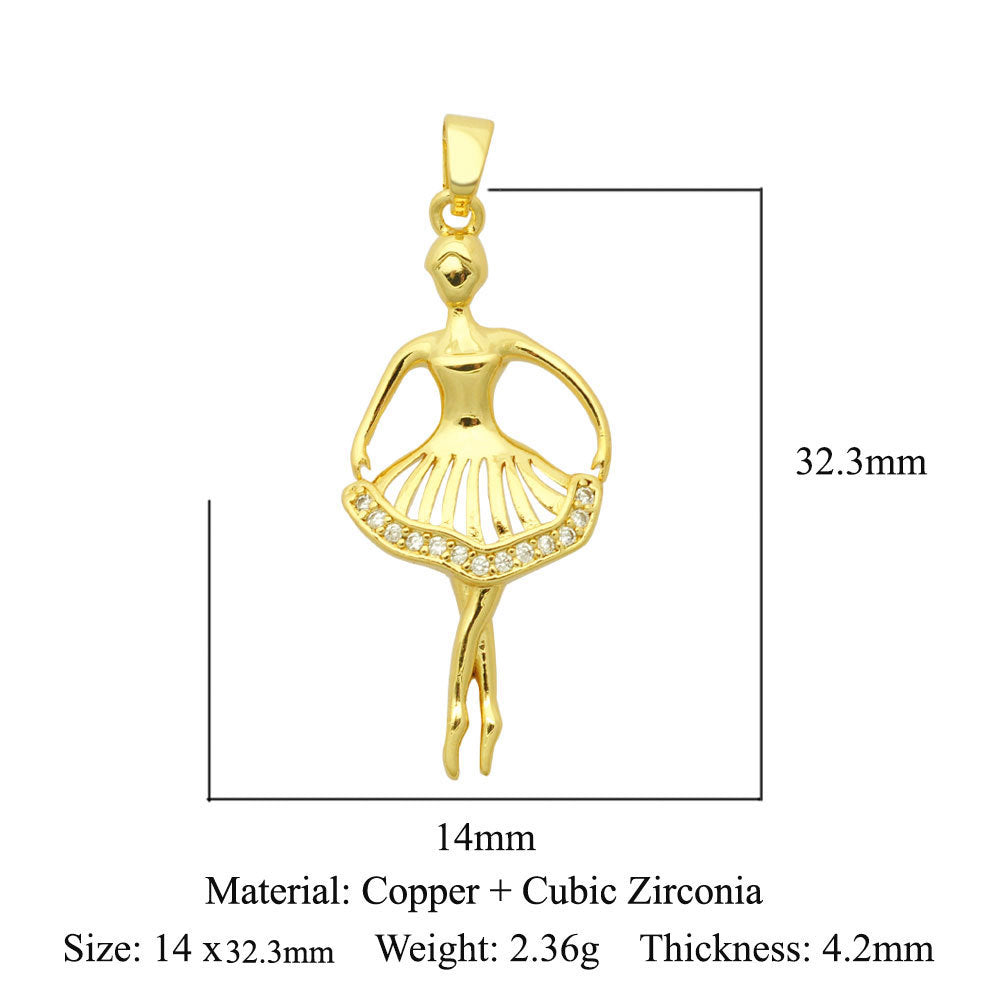 1 Piece Copper Zircon Plating Inlay Pendant