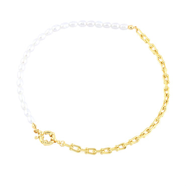Retro Simple Style Geometric Round Freshwater Pearl Copper Plating 18k Gold Plated Choker