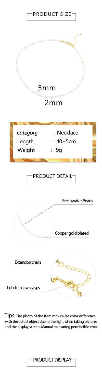 Elegant Luxurious Irregular Freshwater Pearl Copper Beaded Plating 18k Gold Plated Choker