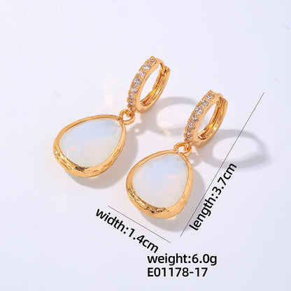 1 Pair Simple Style Water Droplets Plating Inlay Copper Crystal Glass Zircon Drop Earrings