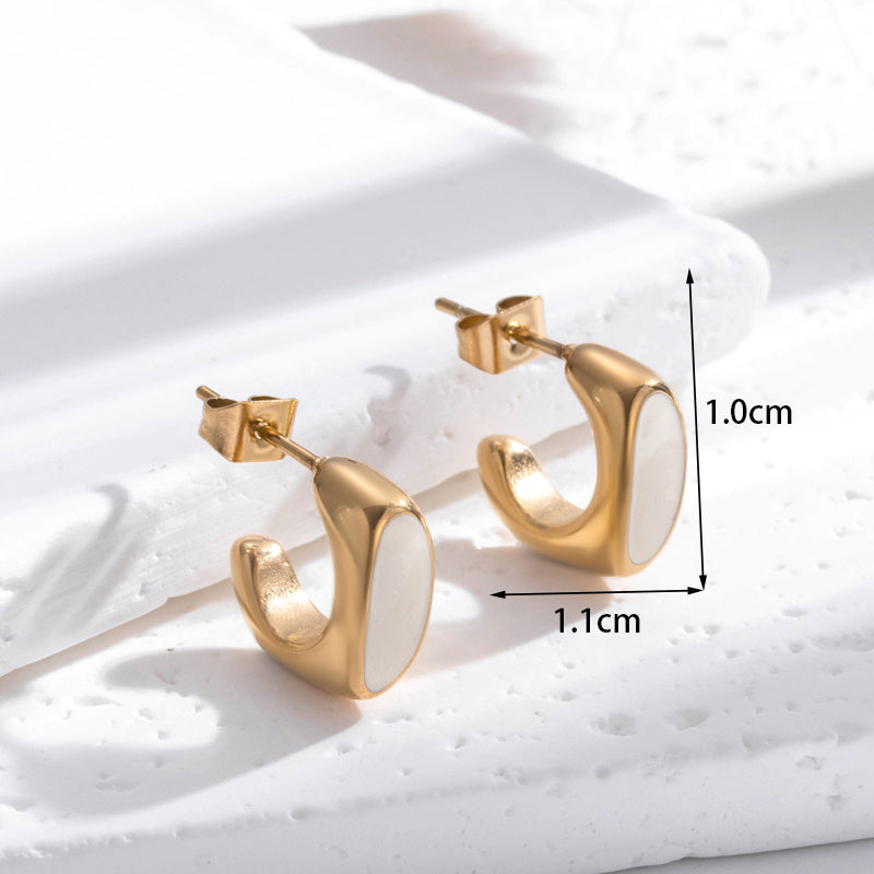 1 Pair Vintage Style French Style Simple Style Geometric Water Droplets Strawberry Plating Stainless Steel 18k Gold Plated Earrings