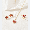 Elegant Sweet Shiny Maple Leaf Copper Plating Inlay Zircon 18k Gold Plated Rings Earrings Necklace