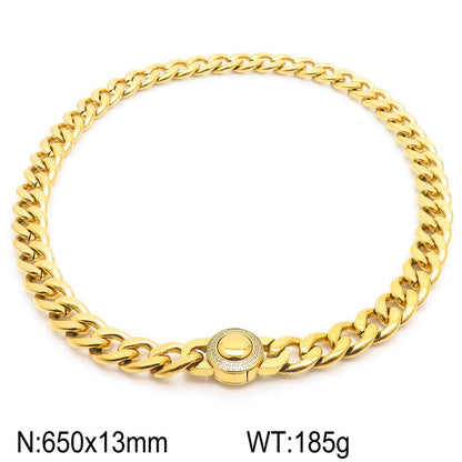 Hip-hop Retro Solid Color Titanium Steel Plating Chain 18k Gold Plated Necklace