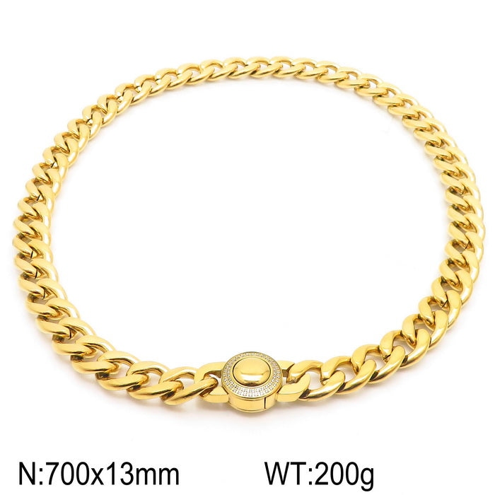 Hip-hop Retro Solid Color Titanium Steel Plating Chain 18k Gold Plated Necklace