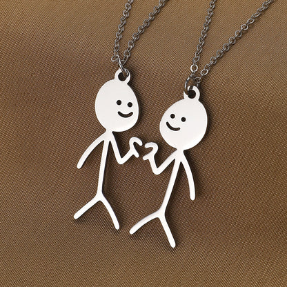 Hip-hop Exaggerated Funny Stickman Stainless Steel Pendant Necklace