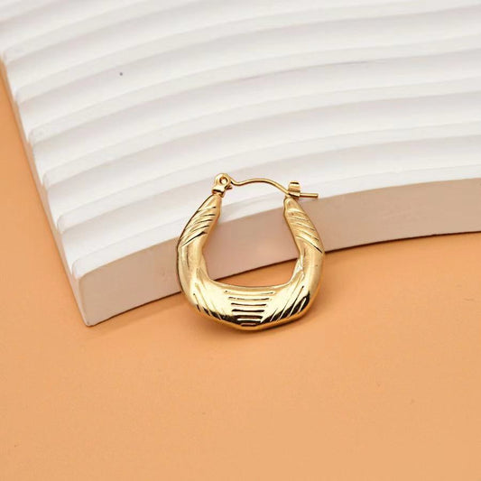 1 Pair Vintage Style Solid Color Plating Stainless Steel 18k Gold Plated Hoop Earrings