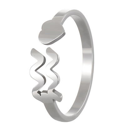 Simple Style Twelve Constellation Stainless Steel Open Rings