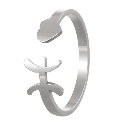 Simple Style Twelve Constellation Stainless Steel Open Rings