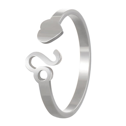 Simple Style Twelve Constellation Stainless Steel Open Rings