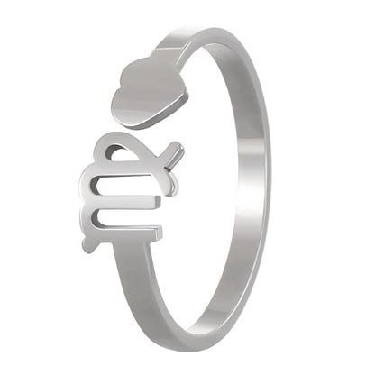 Simple Style Twelve Constellation Stainless Steel Open Rings