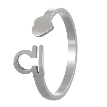 Simple Style Twelve Constellation Stainless Steel Open Rings