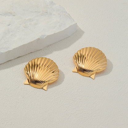 1 Pair Casual Shell Plating Alloy Gold Plated Ear Studs