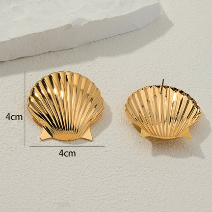 1 Pair Casual Shell Plating Alloy Gold Plated Ear Studs