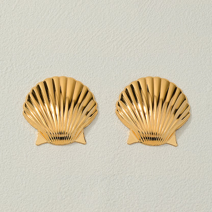 1 Pair Casual Shell Plating Alloy Gold Plated Ear Studs