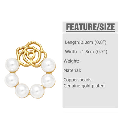 1 Pair Elegant Lady Simple Style Flower Plating Inlay Copper Zircon 18k Gold Plated Ear Studs