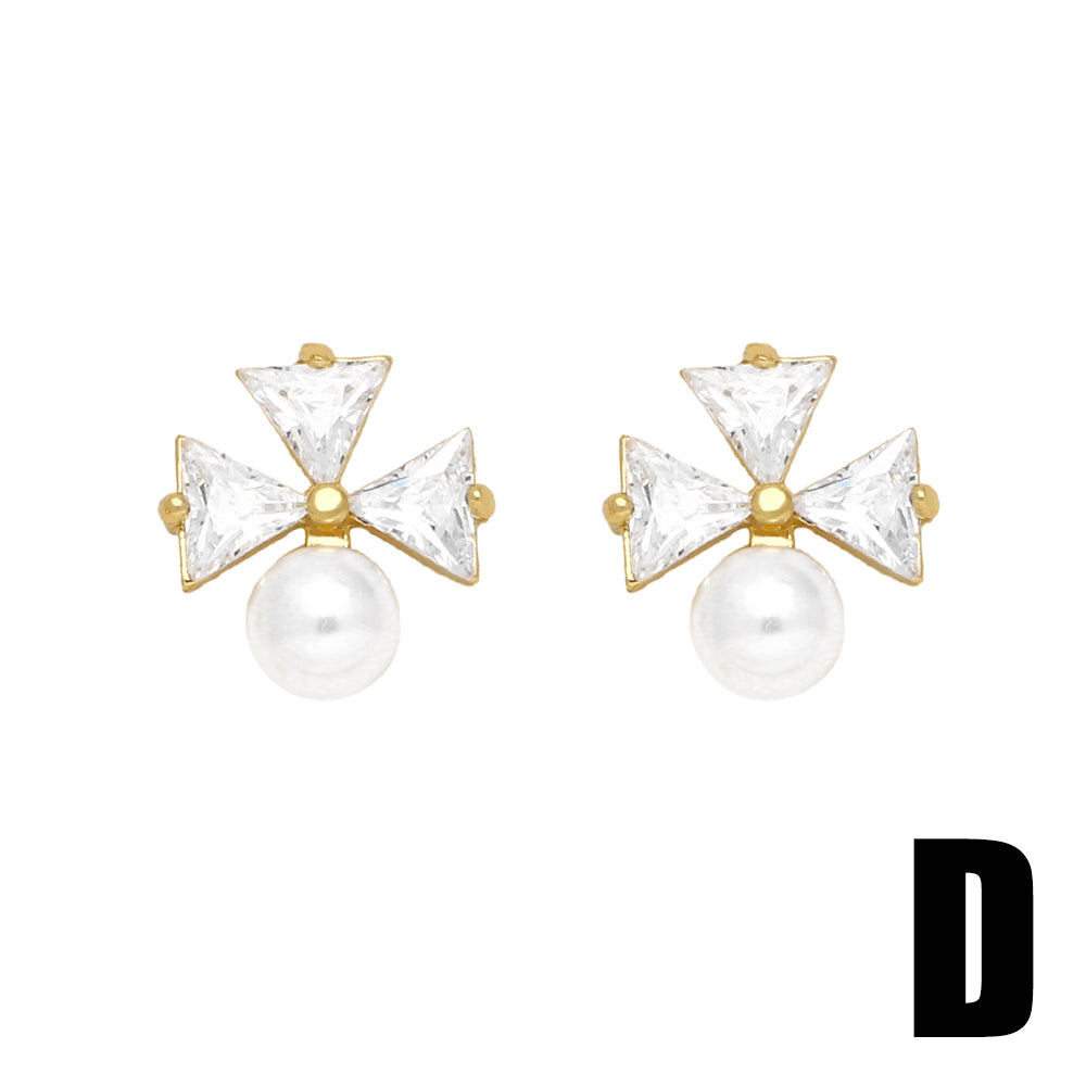 1 Pair Elegant Lady Simple Style Flower Plating Inlay Copper Zircon 18k Gold Plated Ear Studs