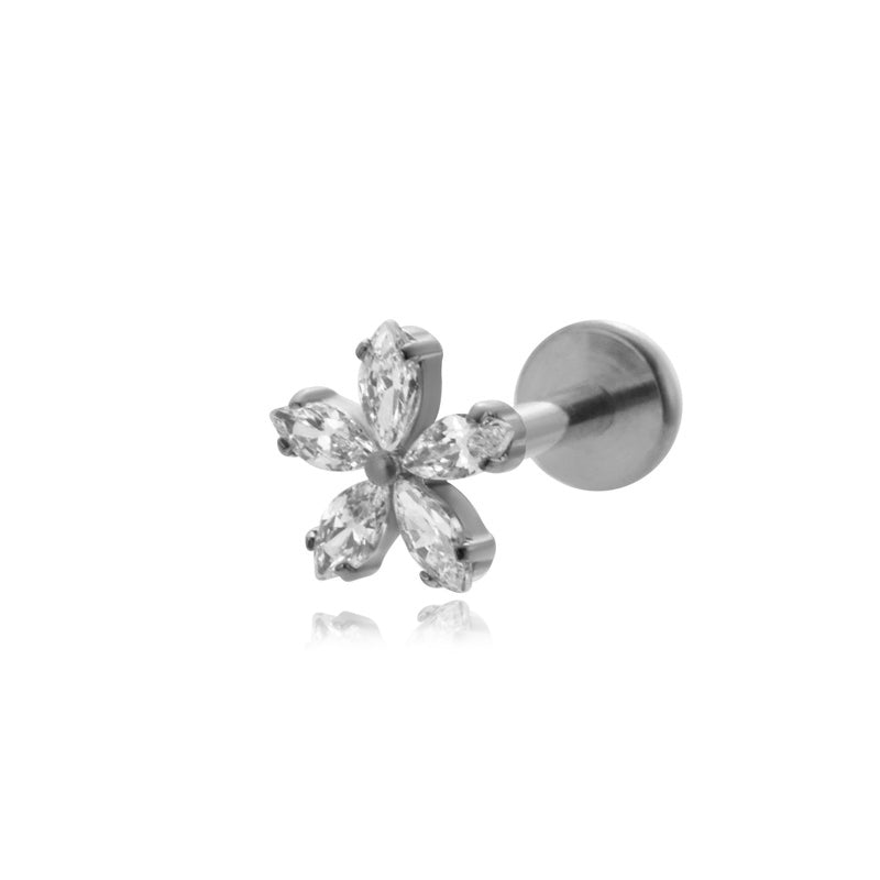 1 Piece Ig Style Vintage Style Geometric Flower Bow Knot Plating Inlay Titanium Alloy Zircon 18k Gold Plated Ear Studs