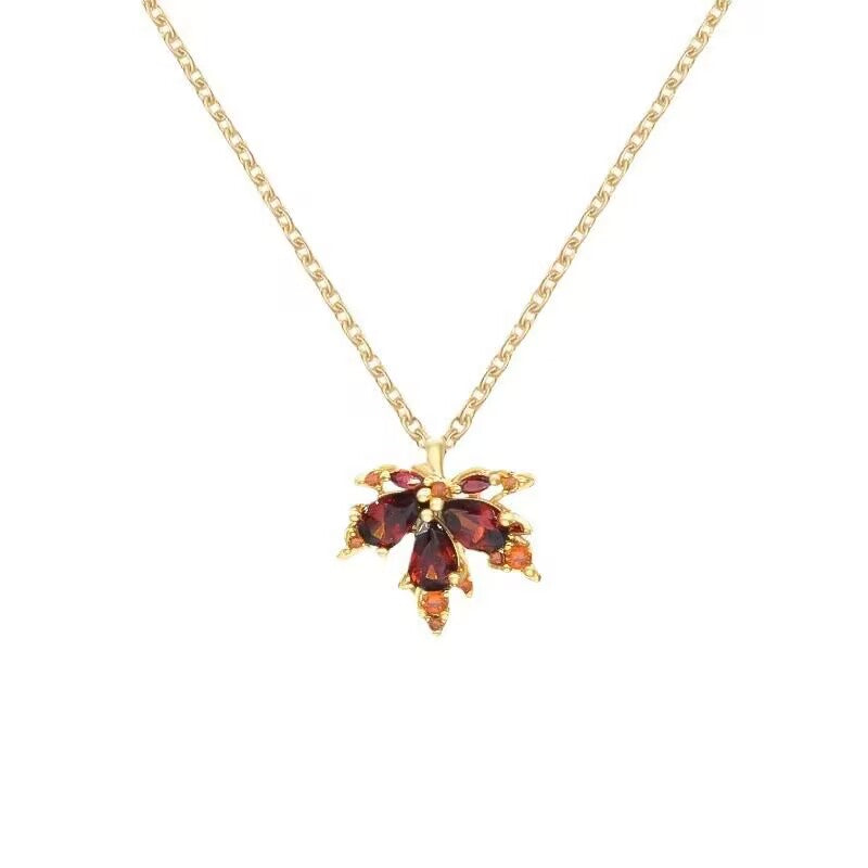 Vintage Style Simple Style Maple Leaf Copper Plating Inlay Zircon 18k Gold Plated Rings Earrings Necklace