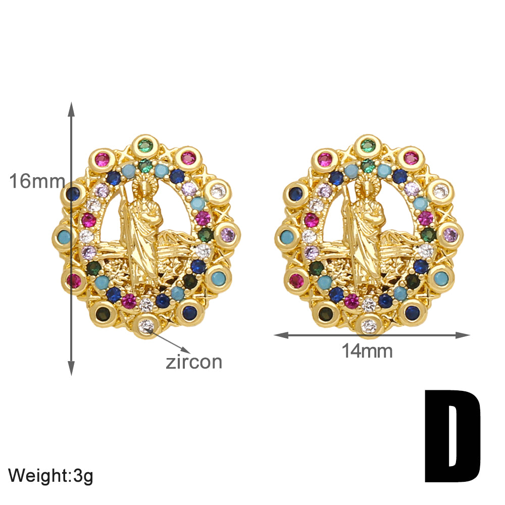 1 Pair Vintage Style Simple Style Heart Shape Plating Inlay Copper Artificial Pearls Zircon 18k Gold Plated Ear Studs