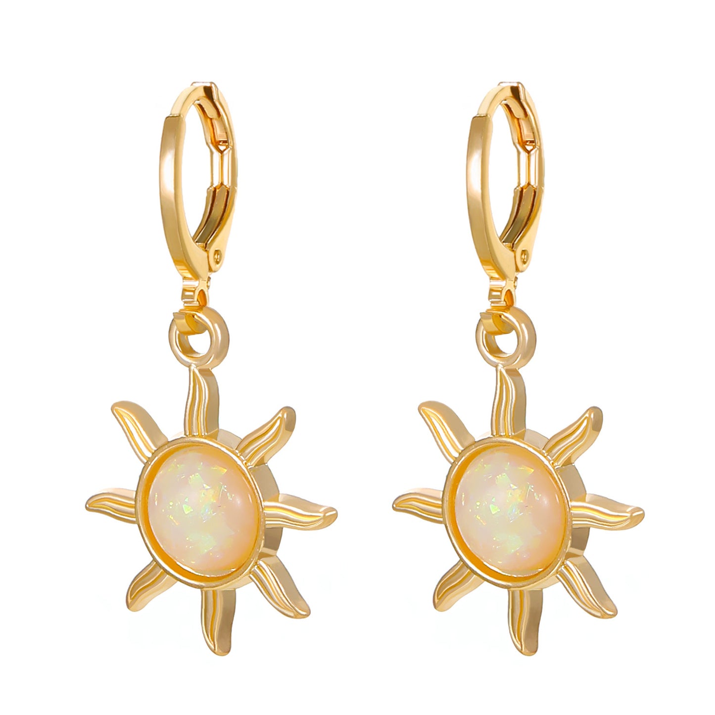 1 Pair Vintage Style Sun Plating Inlay Alloy Opal Drop Earrings