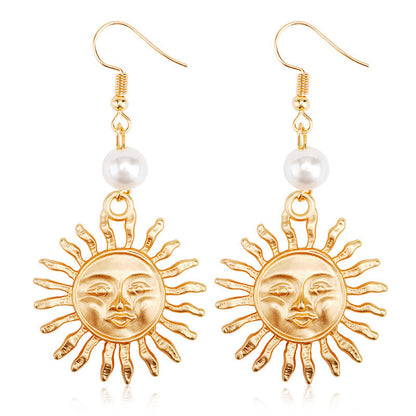 1 Pair Vintage Style Sun Plating Inlay Alloy Opal Drop Earrings