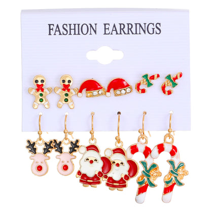 1 Pair Cute Christmas Tree Santa Claus Elk Plating Alloy Drop Earrings