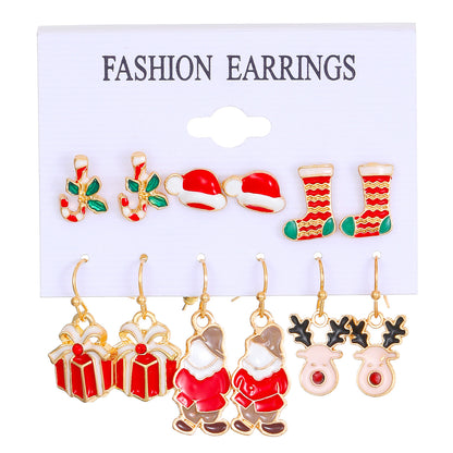 1 Pair Cute Christmas Tree Santa Claus Elk Plating Alloy Drop Earrings