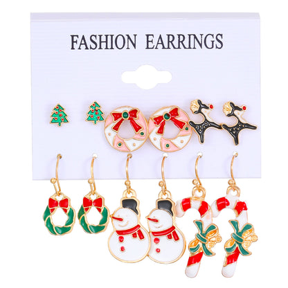 1 Pair Cute Christmas Tree Santa Claus Elk Plating Alloy Drop Earrings