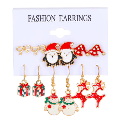 1 Pair Cute Christmas Tree Santa Claus Elk Plating Alloy Drop Earrings