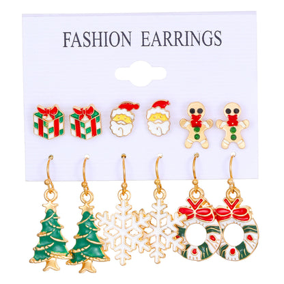 1 Pair Cute Christmas Tree Santa Claus Elk Plating Alloy Drop Earrings