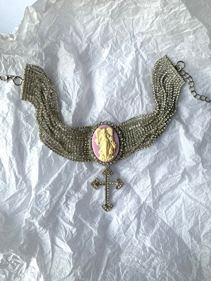 Punk Streetwear Cross Alloy Inlay Rhinestones Silver Plated Women's Pendant Necklace