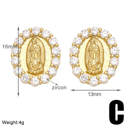 1 Pair Vintage Style Simple Style Geometric Plating Inlay Copper Zircon 18k Gold Plated Ear Studs