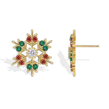 1 Pair Elegant Streetwear Snowflake Plating Inlay Copper Zircon 18k Gold Plated Ear Studs