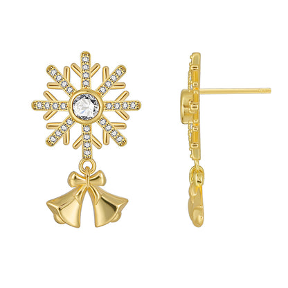 1 Pair Elegant Streetwear Snowflake Plating Inlay Copper Zircon 18k Gold Plated Ear Studs