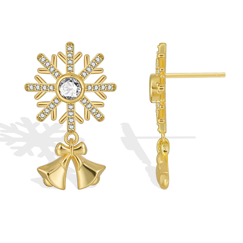 1 Pair Elegant Streetwear Snowflake Plating Inlay Copper Zircon 18k Gold Plated Ear Studs