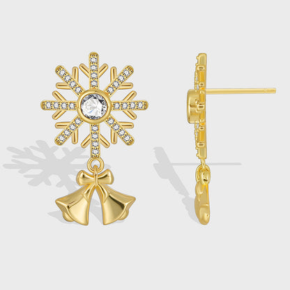 1 Pair Elegant Streetwear Snowflake Plating Inlay Copper Zircon 18k Gold Plated Ear Studs