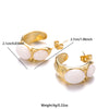 1 Pair Simple Style Commute Round Plating Inlay Stainless Steel Natural Stone 18k Gold Plated Ear Studs