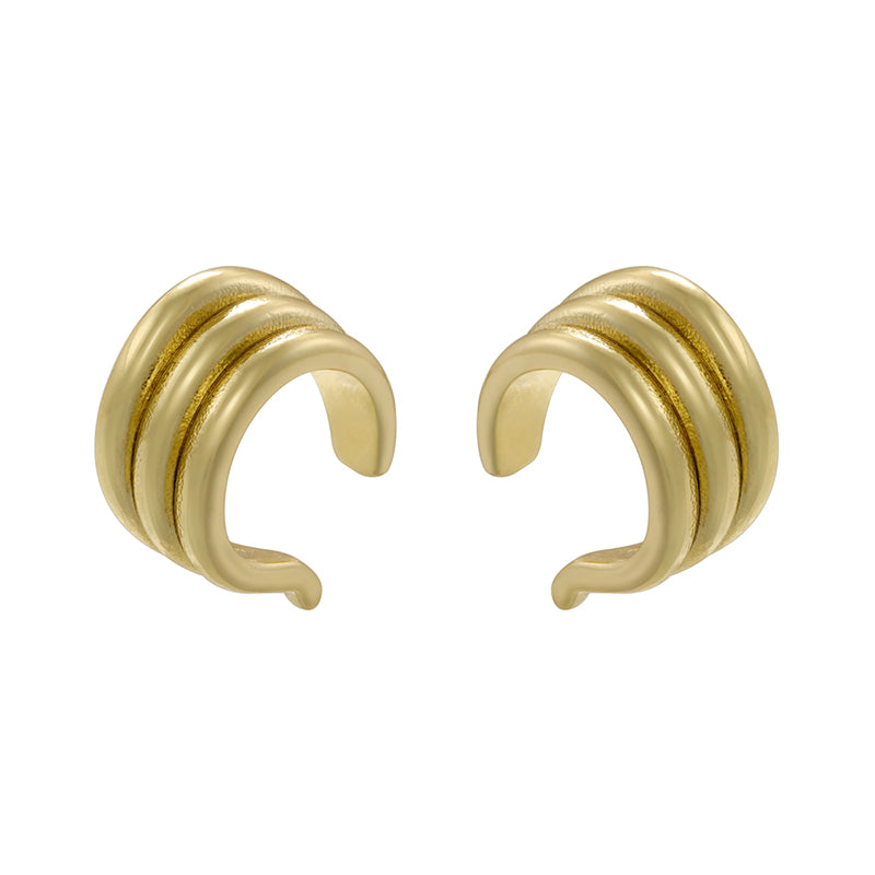 1 Pair Retro Simple Style C Shape Plating Copper 18k Gold Plated Earrings