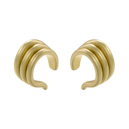 1 Pair Retro Simple Style C Shape Plating Copper 18k Gold Plated Earrings