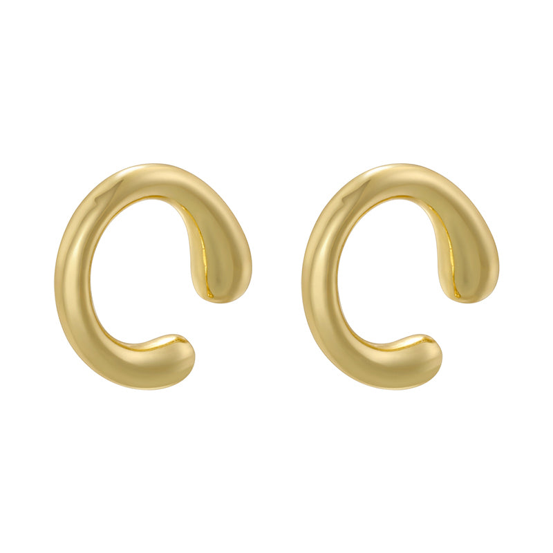 1 Pair Retro Simple Style C Shape Plating Copper 18k Gold Plated Earrings