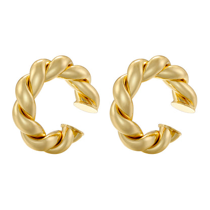 1 Pair Retro Simple Style C Shape Plating Copper 18k Gold Plated Earrings