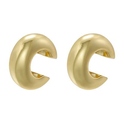 1 Pair Retro Simple Style C Shape Plating Copper 18k Gold Plated Earrings