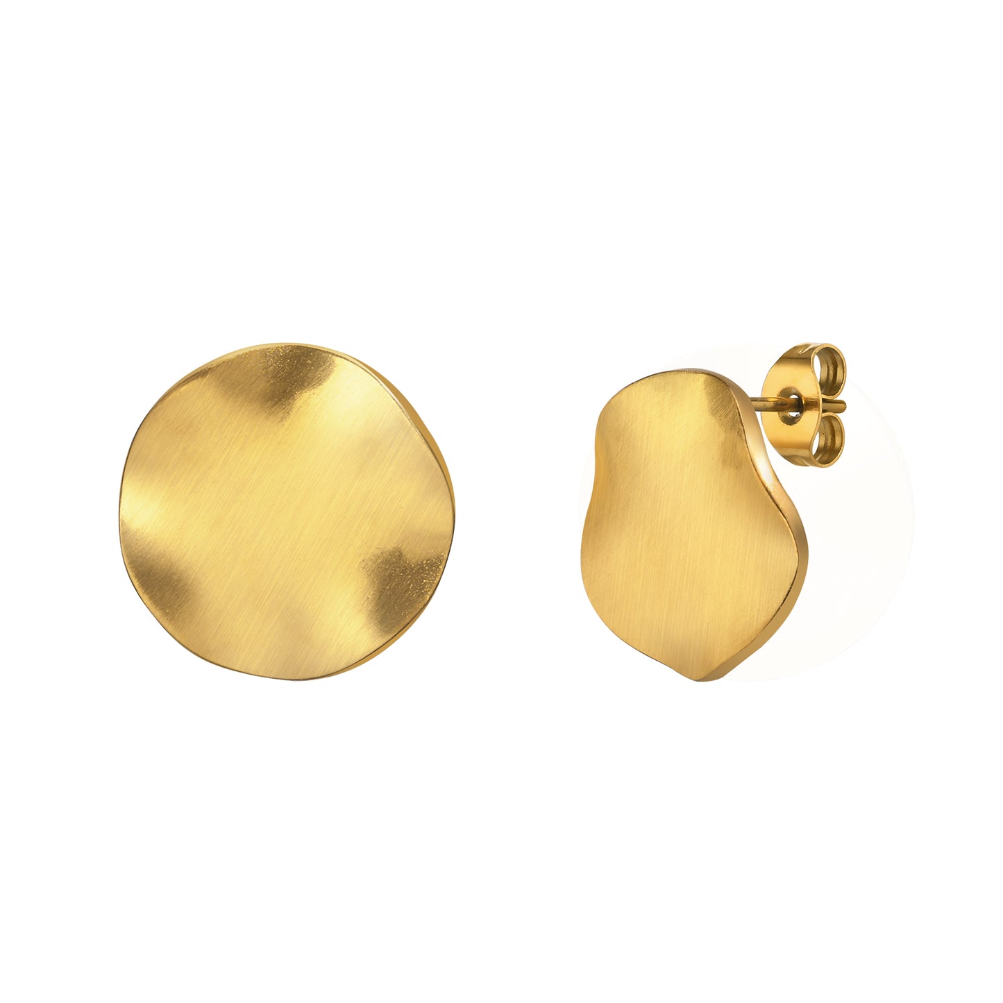 1 Pair Ig Style Simple Style Round Irregular Plating Stainless Steel 18k Gold Plated Ear Studs