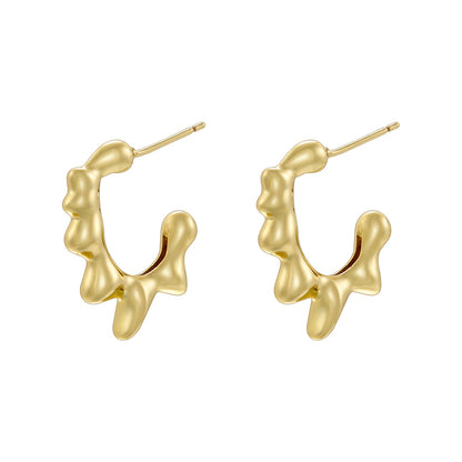 1 Pair Casual Modern Style Simple Style Round Water Droplets Plating Copper 18k Gold Plated Ear Studs