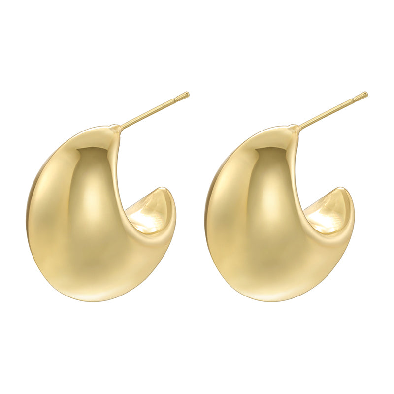 1 Pair Casual Modern Style Simple Style Round Water Droplets Plating Copper 18k Gold Plated Ear Studs