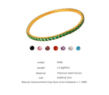 Simple Style Colorful Titanium Steel Plating Inlay Zircon 18k Gold Plated Bracelets