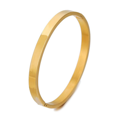 Simple Style Solid Color Titanium Steel Gold Plated Bangle In Bulk