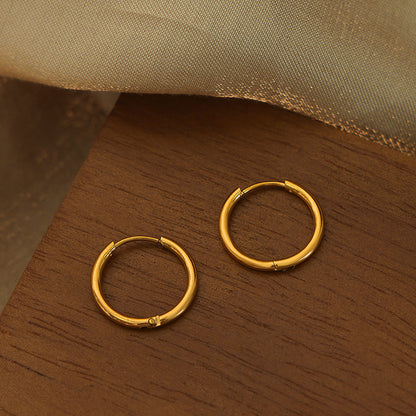 1 Pair Simple Style Circle Solid Color Plating Titanium Steel 18k Gold Plated Hoop Earrings