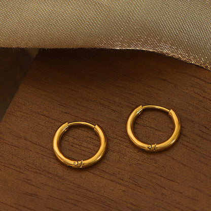 1 Pair Simple Style Circle Solid Color Plating Titanium Steel 18k Gold Plated Hoop Earrings